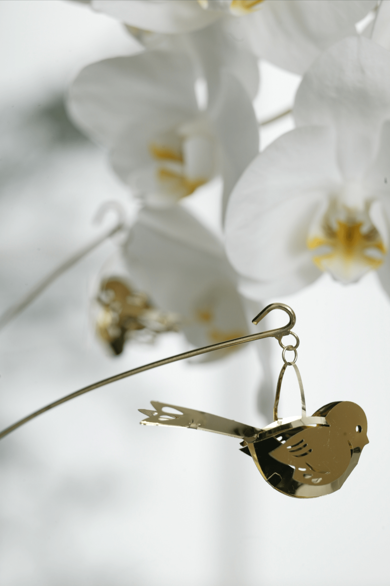 Flower Sticks with birds, Gold (2-pack)