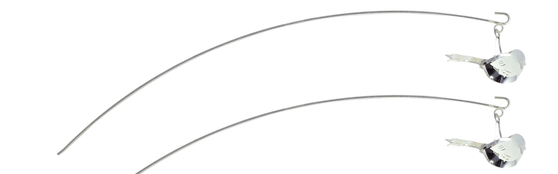 Flower Sticks with birds, Silver (2-pack)