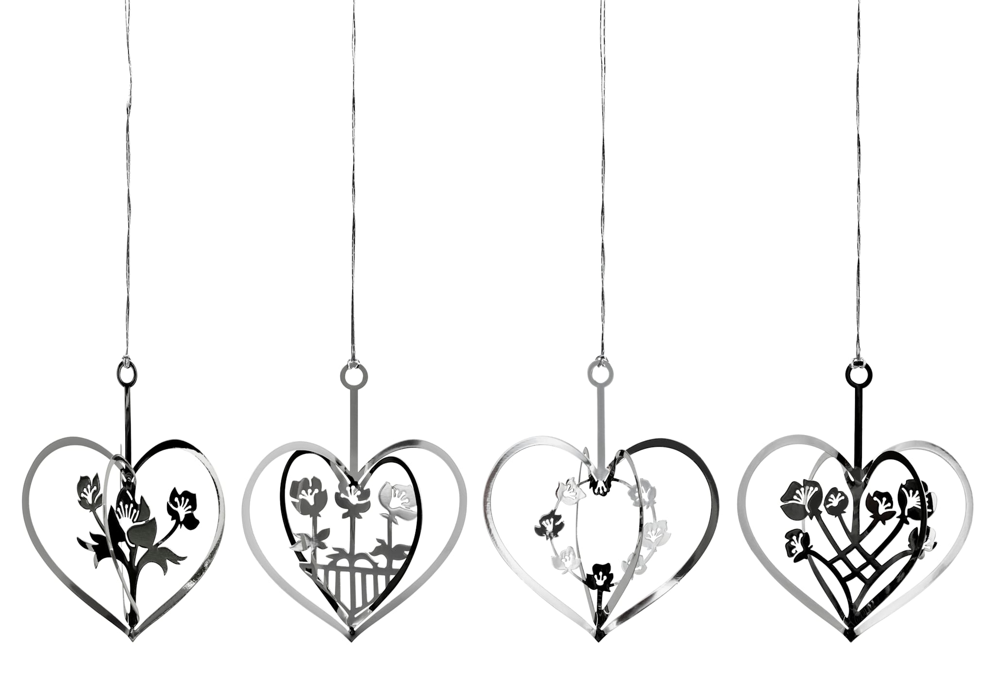 Silver hearts with flowers (4 Designs)