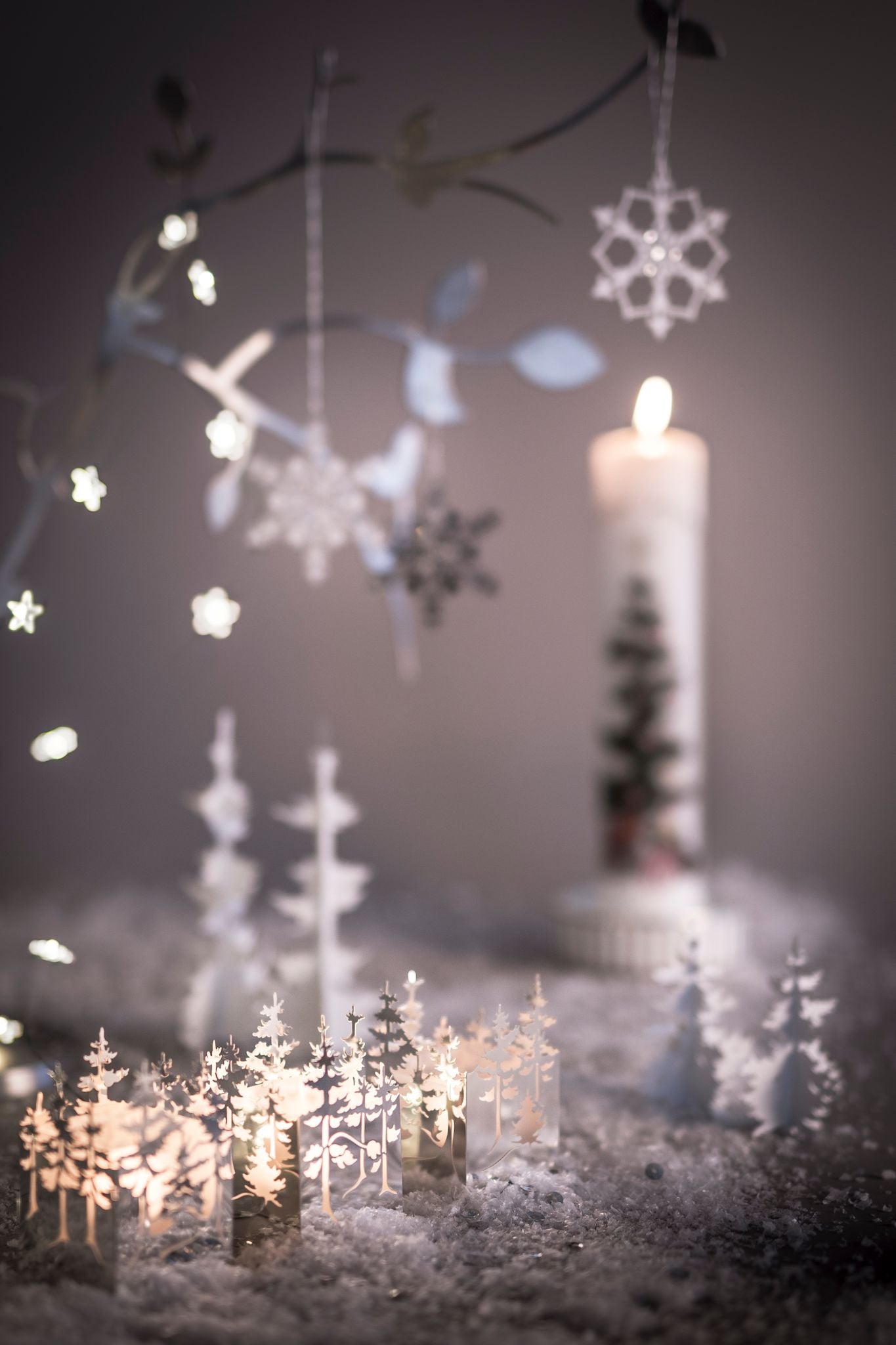 Winterwald, Kerzenlaterne in Silber