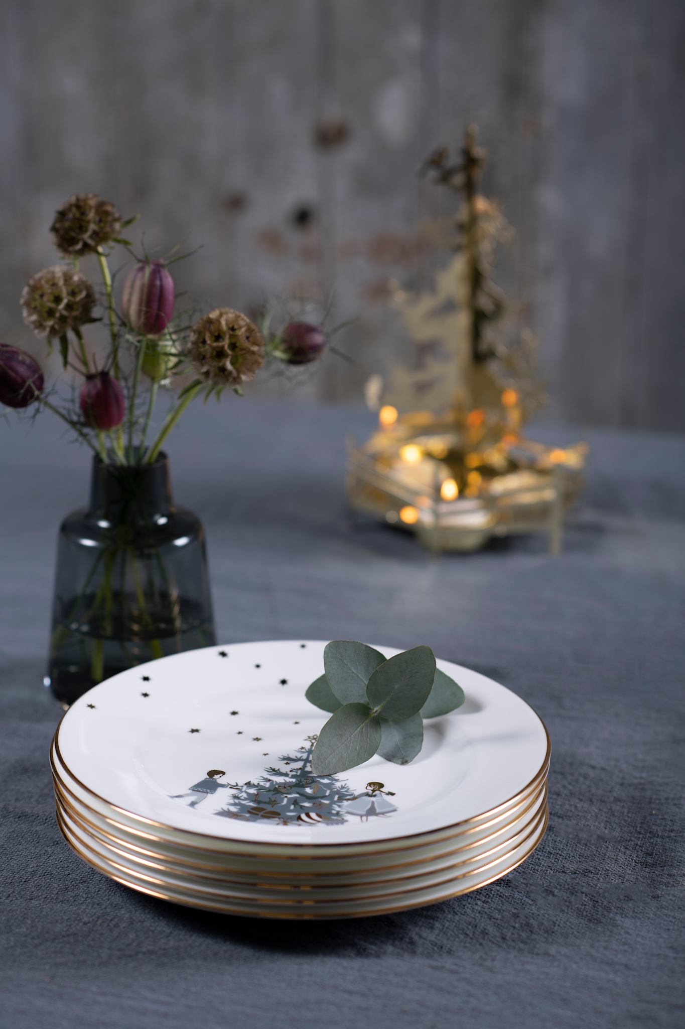 Vinterstjerner, Tallerken med Juletræ, 21 cm