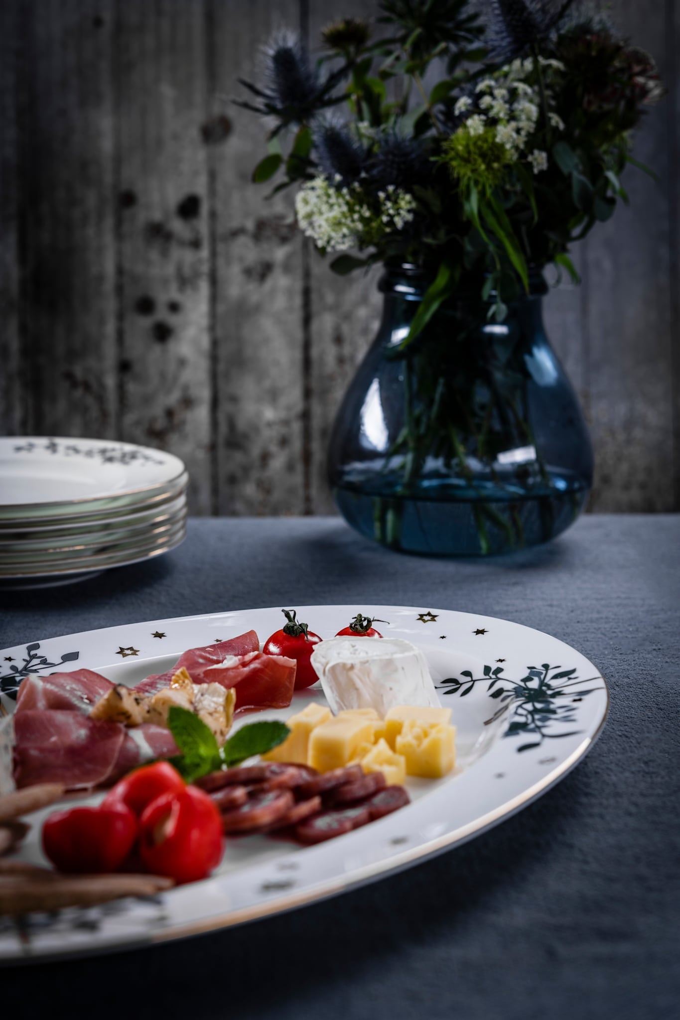 Wintersterne, Teller, 18 cm