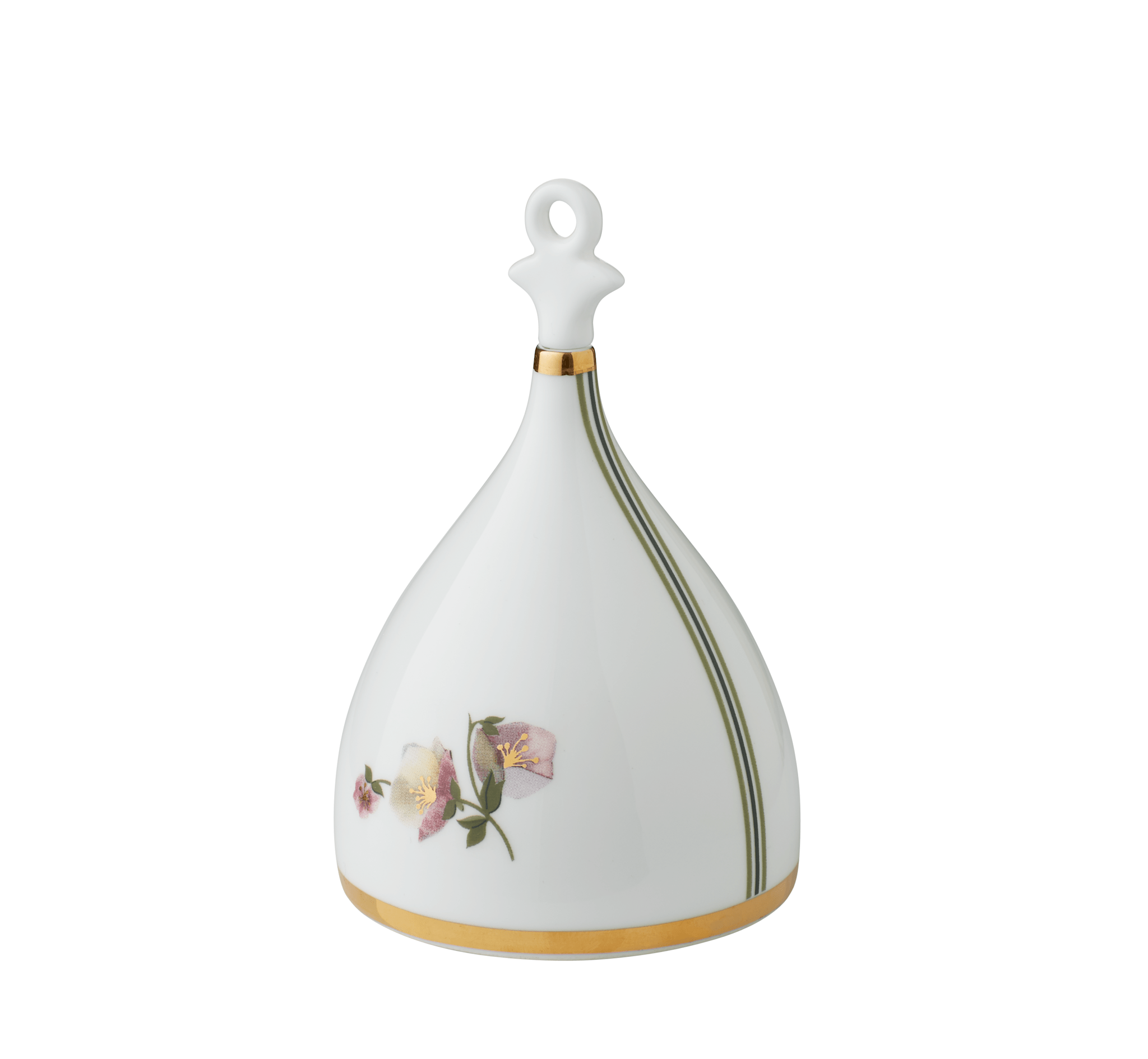 Porcelain Bell in Bone China with Flower motif & Gold