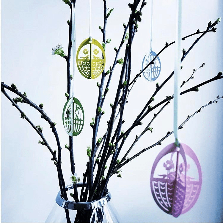 Påske Metal Æg, 3 Designs (Lyserød)