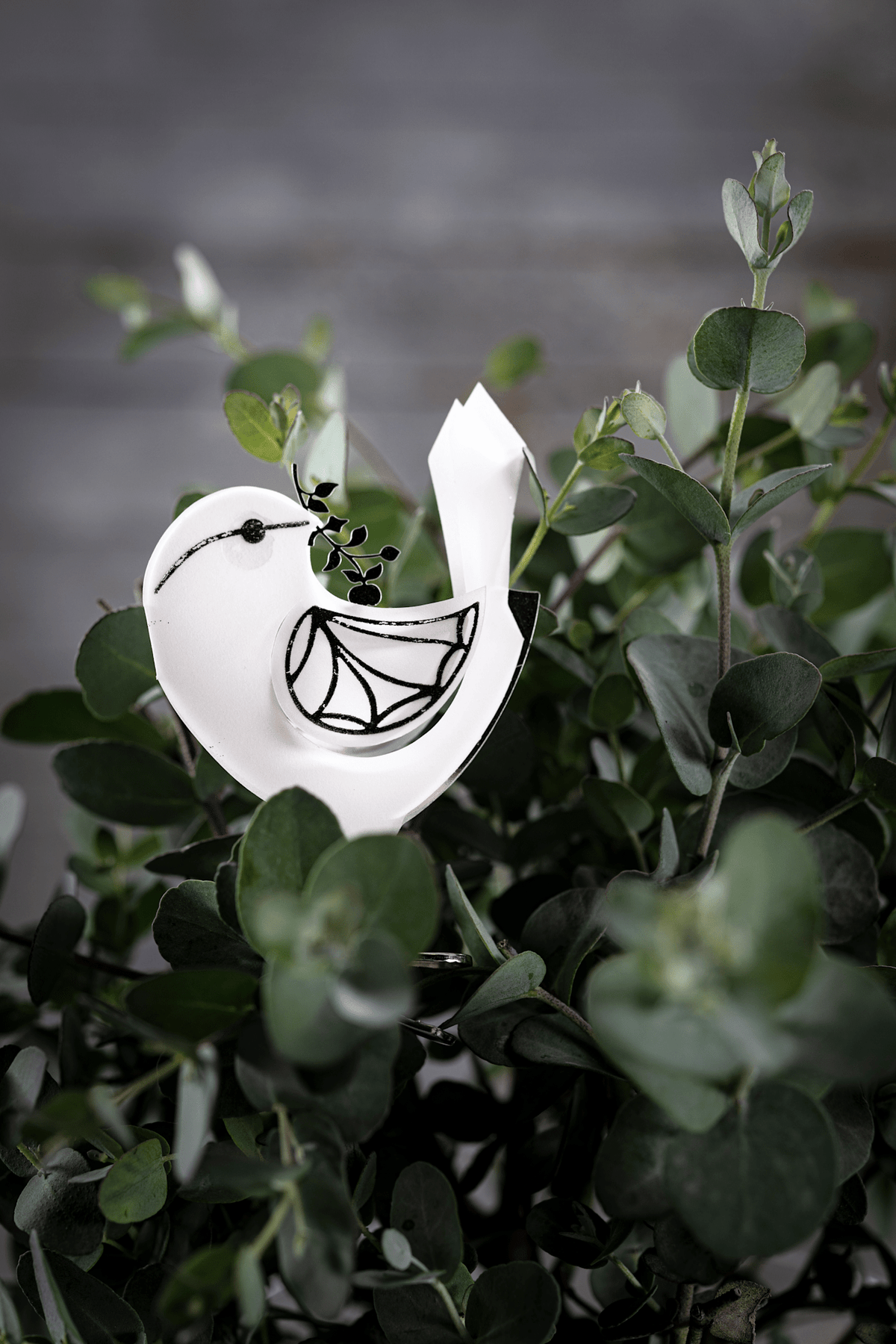 Vogel auf Clip, Silber, medium