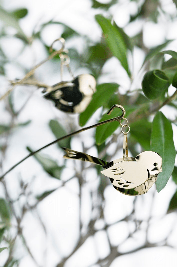 Flower Sticks with birds, Gold (2-pack)