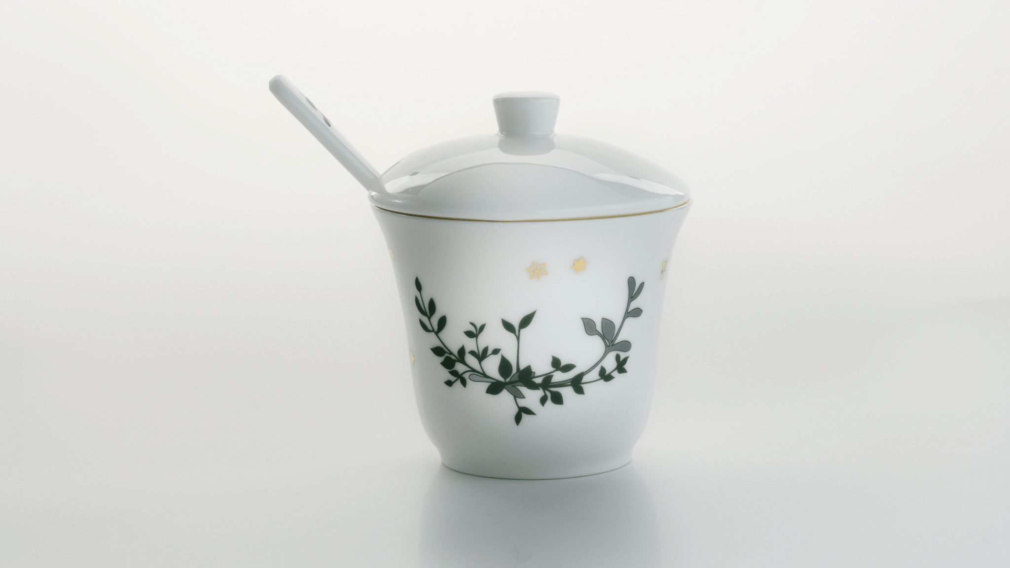 Winter Stars, Sugar Bowl with Lid & Spoon