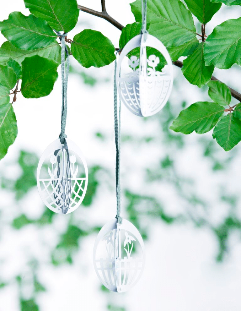 Metal Easter Eggs - 3 Designs (White)